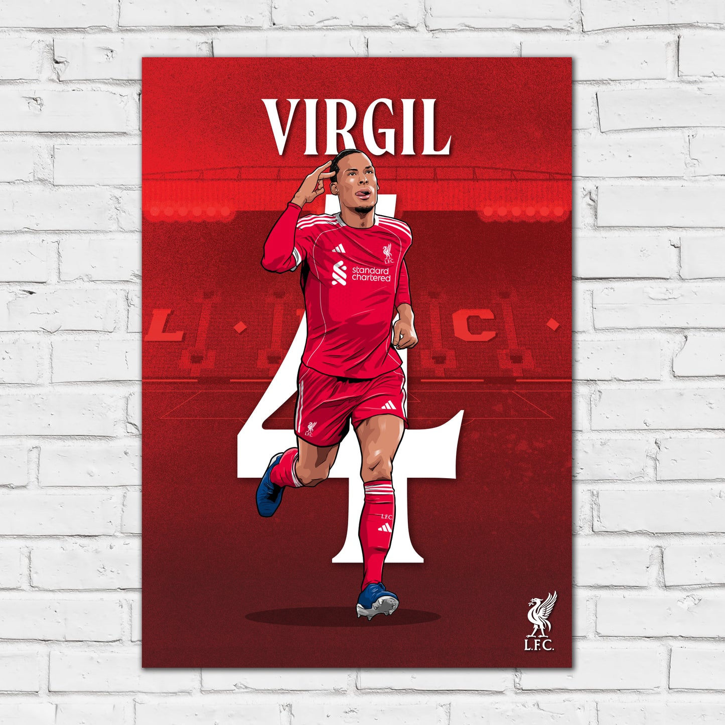 Liverpool FC Print - Virgil Van Dijk 25/26 Illustration Poster