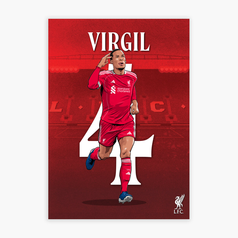 Liverpool FC Print - Virgil Van Dijk 25/26 Illustration Poster