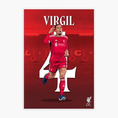 Liverpool FC Print - Virgil Van Dijk 25/26 Illustration Poster