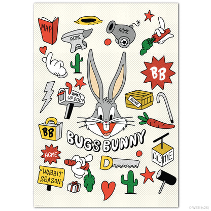Looney Tunes™ Print - Bugs Bunny With Icons Poster Wall Art