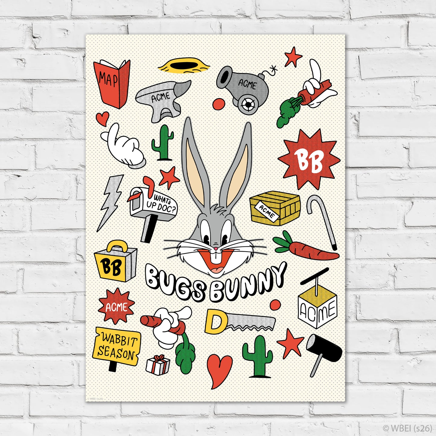 Looney Tunes™ Print - Bugs Bunny With Icons Poster Wall Art