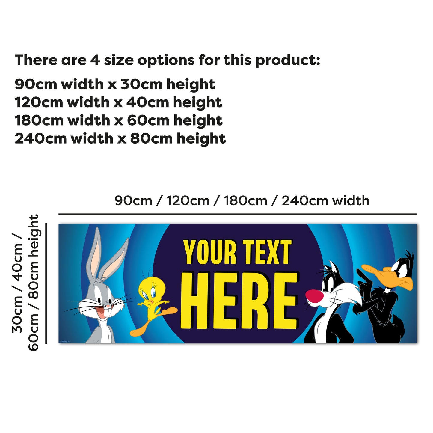 Looney Tunes™  Birthday - Group Blue Personalised Name Banner Wall Sticker