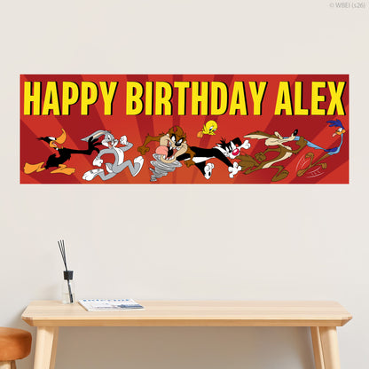 Looney Tunes™  Birthday - Group Running Personalised Name Banner Wall Sticker