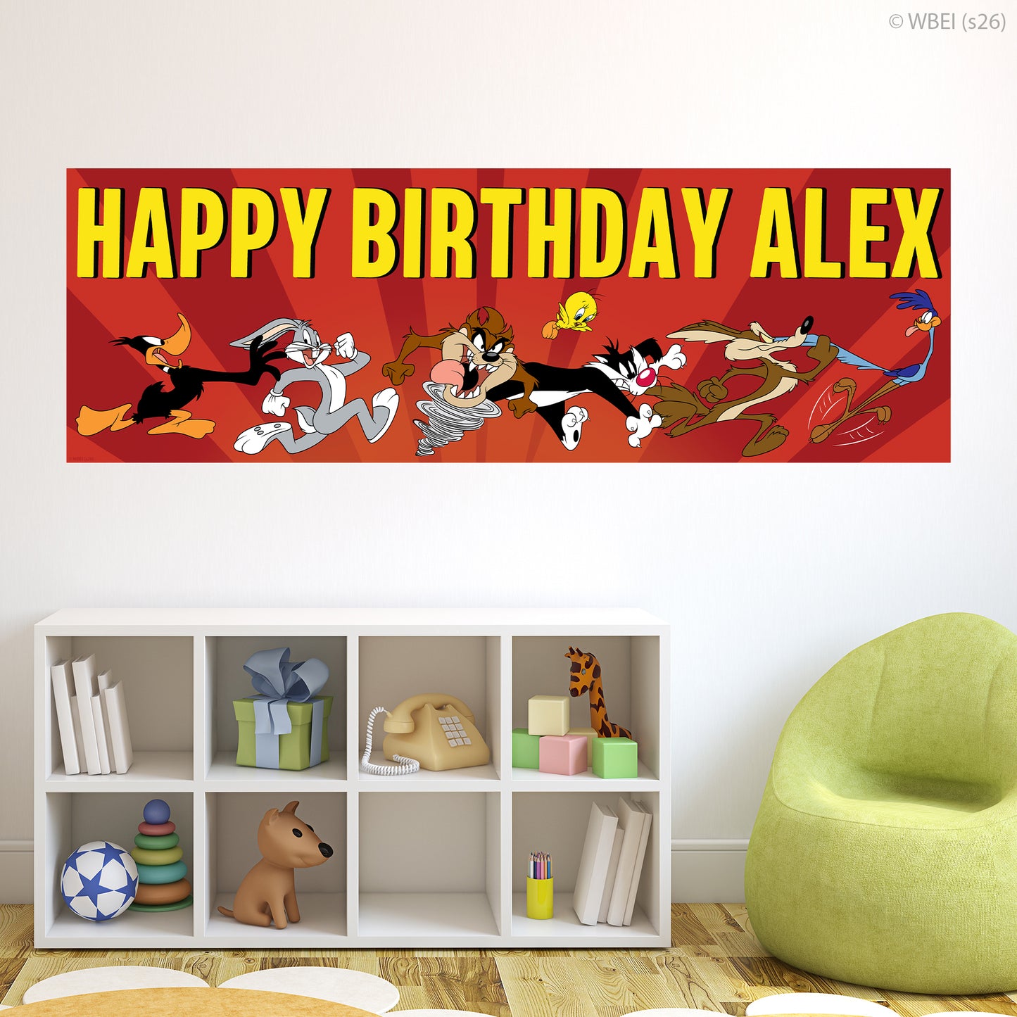 Looney Tunes™  Birthday - Group Running Personalised Name Banner Wall Sticker