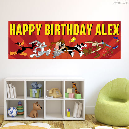 Looney Tunes™  Birthday - Group Running Personalised Name Banner Wall Sticker