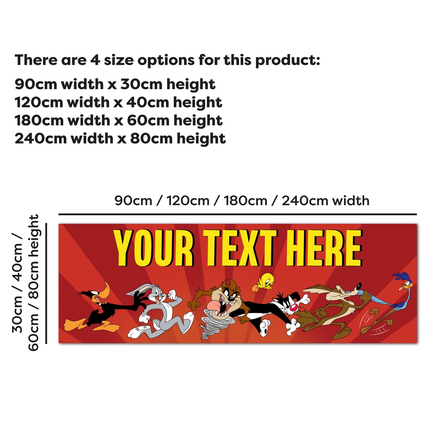 Looney Tunes™  Birthday - Group Running Personalised Name Banner Wall Sticker