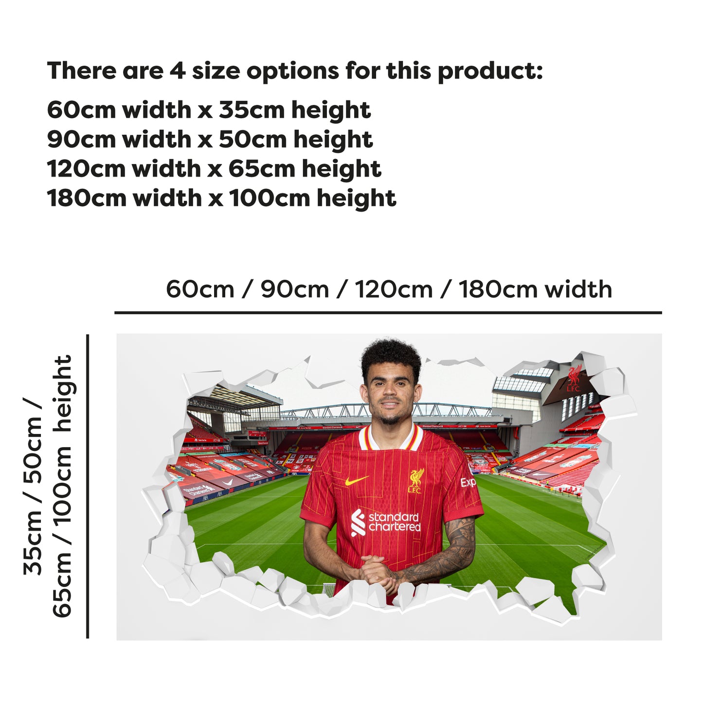 Liverpool FC Wall Sticker - Luis Diaz 24/25 Broken Wall Decal