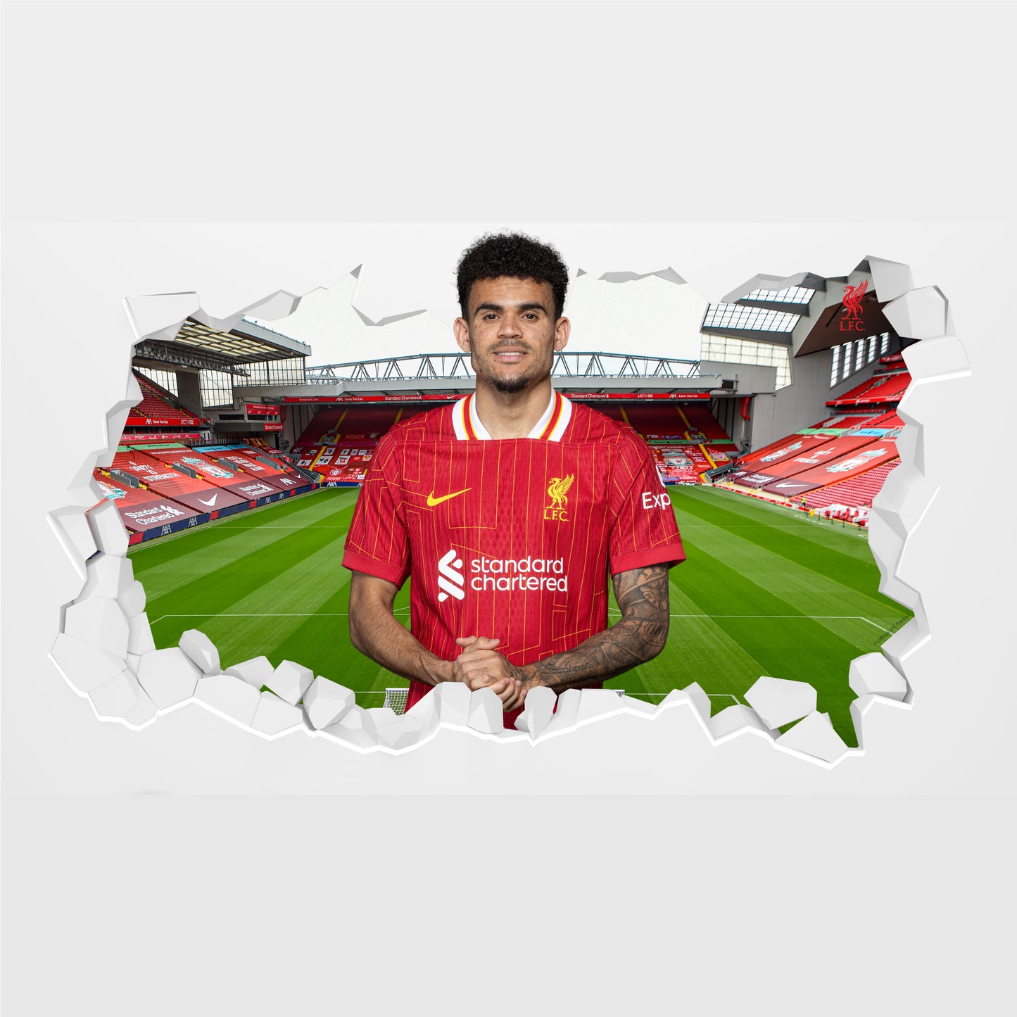 Liverpool FC Wall Sticker - Luis Diaz 24/25 Broken Wall Decal
