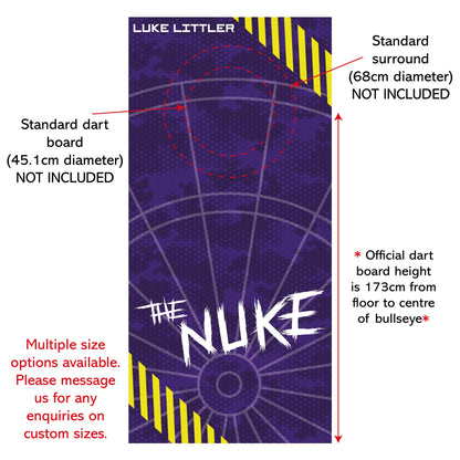 Luke Littler Dart Board Backdrop - Purple Camo with Neon Striped Corners Wall Sticker