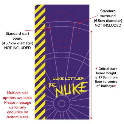 Luke Littler Dart Board Backdrop - Purple Camo with Left Neon Stripes Wall Sticker