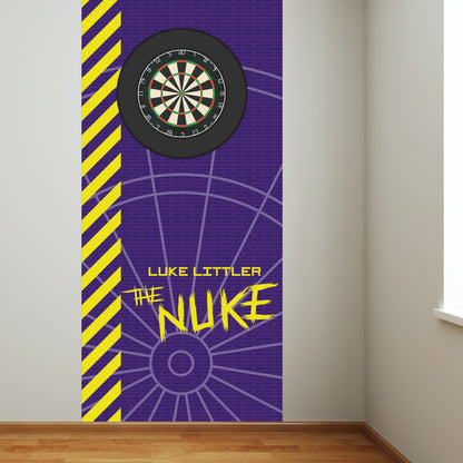 Luke Littler Dart Board Backdrop - Purple Camo with Left Neon Stripes Wall Sticker
