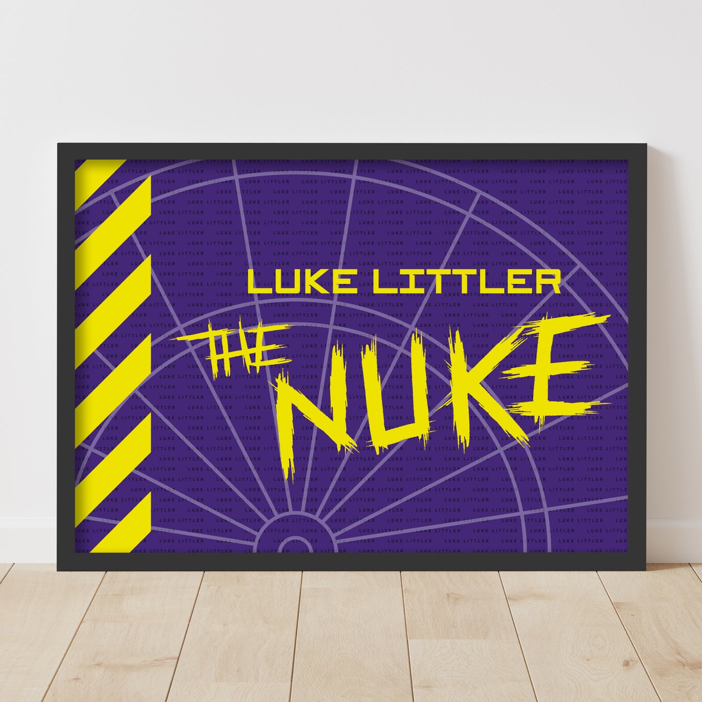 Luke Littler Darts Print - Purple with Neon Stripes Poster
