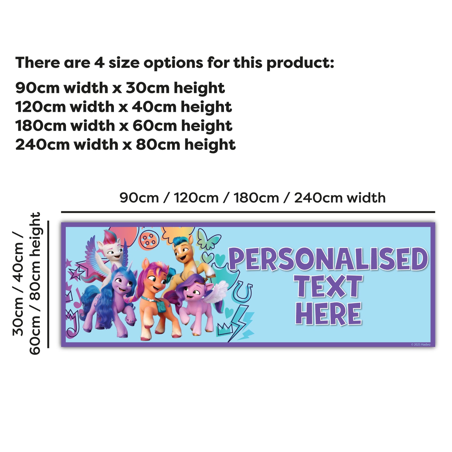 My Little Pony Birthday - Purple and Blue Group Personalised Banner Wall Sticker