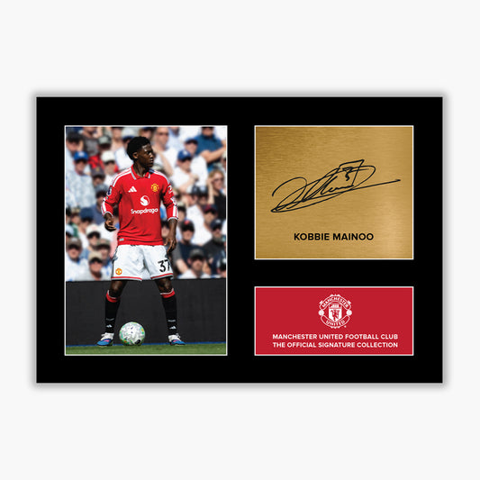 Manchester United Signature Collection Mounted Print – Kobbie Mainoo Replica Signed Photo