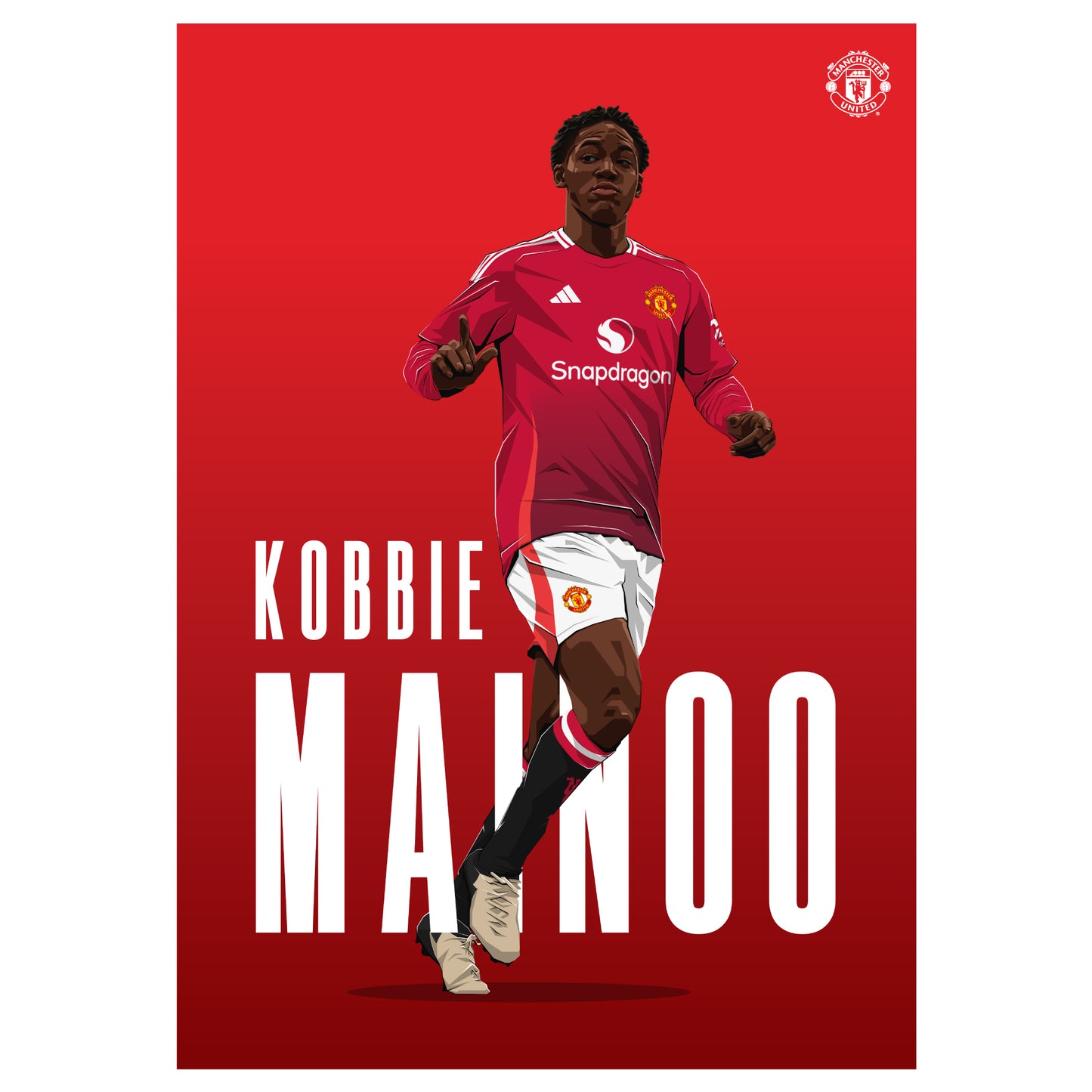 Manchester United FC Print - Mainoo 24/25 Illustration Player Poster Football Wall Art