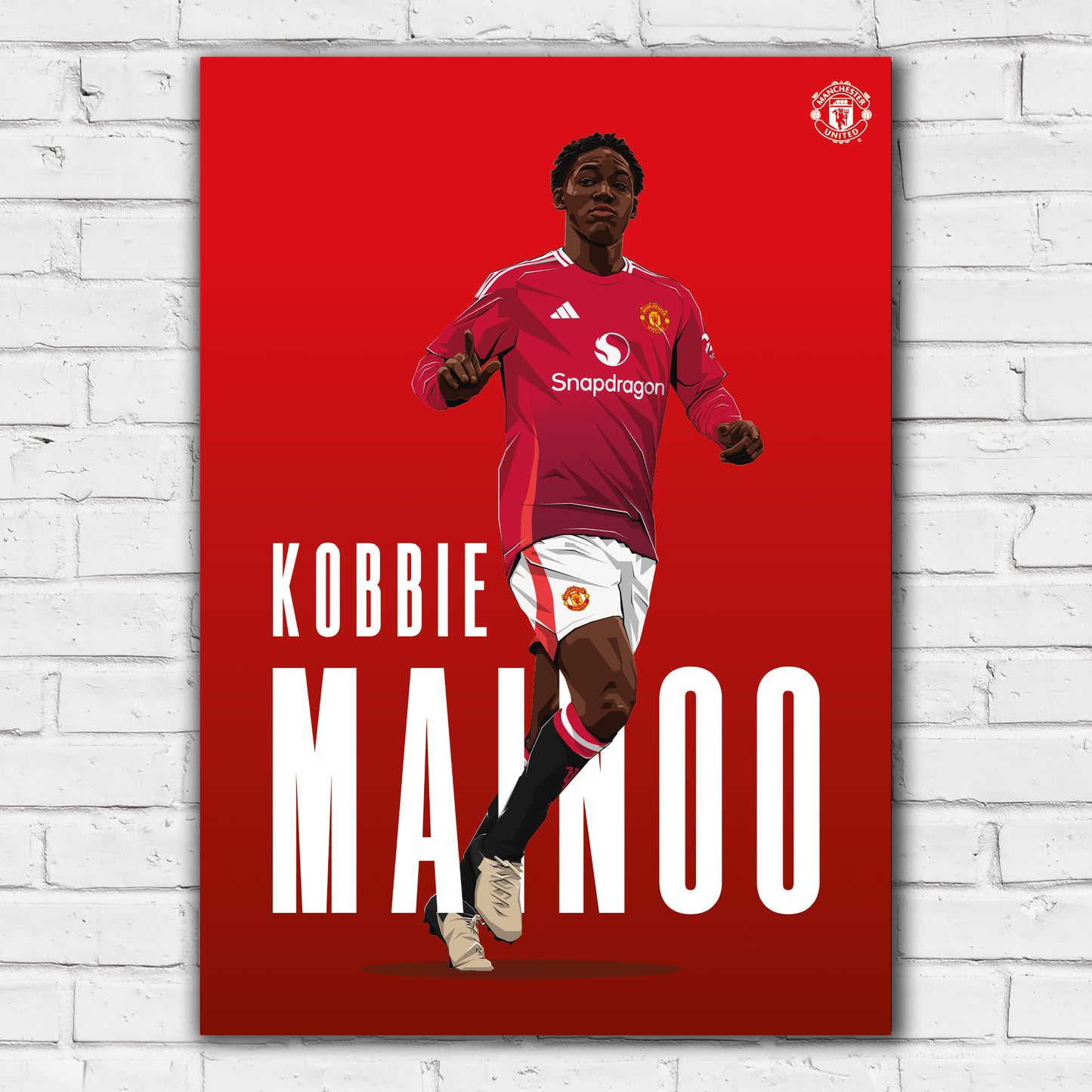 Manchester United FC Print - Mainoo 24/25 Illustration Player Poster Football Wall Art