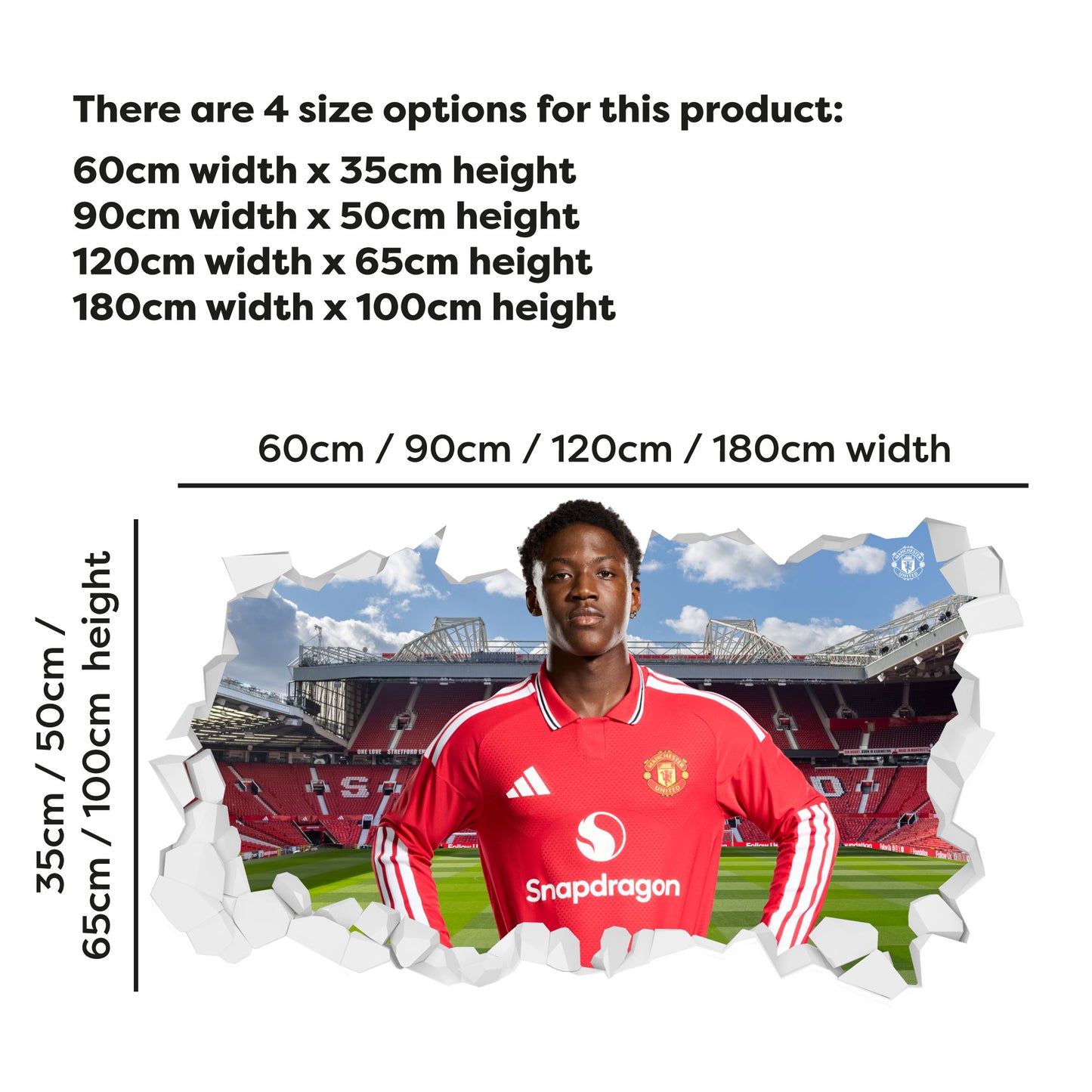 Manchester United FC Wall Sticker - Kobbie Mainoo 26/27 Broken Wall Decal