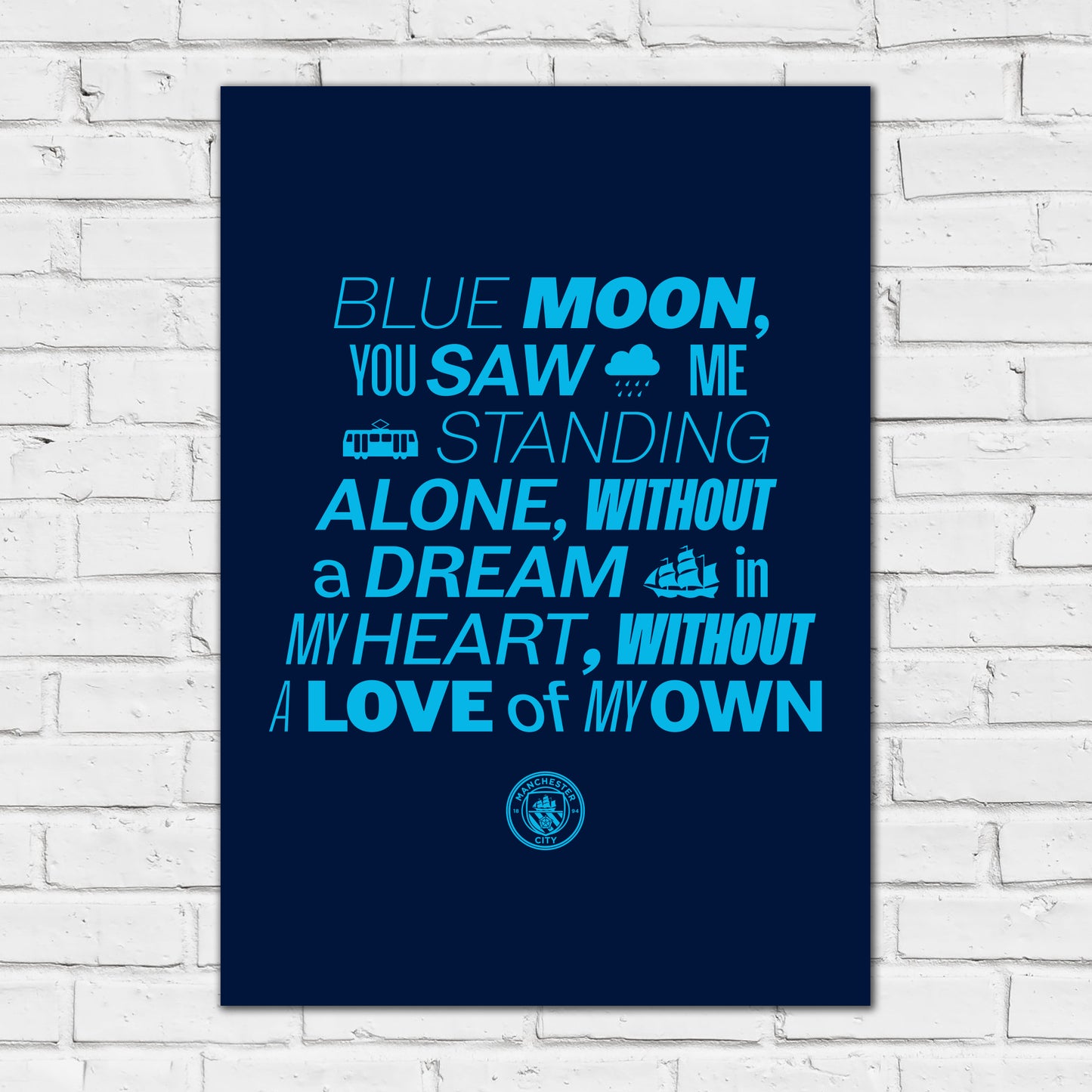 Manchester City Print - Blue Moon Song Poster