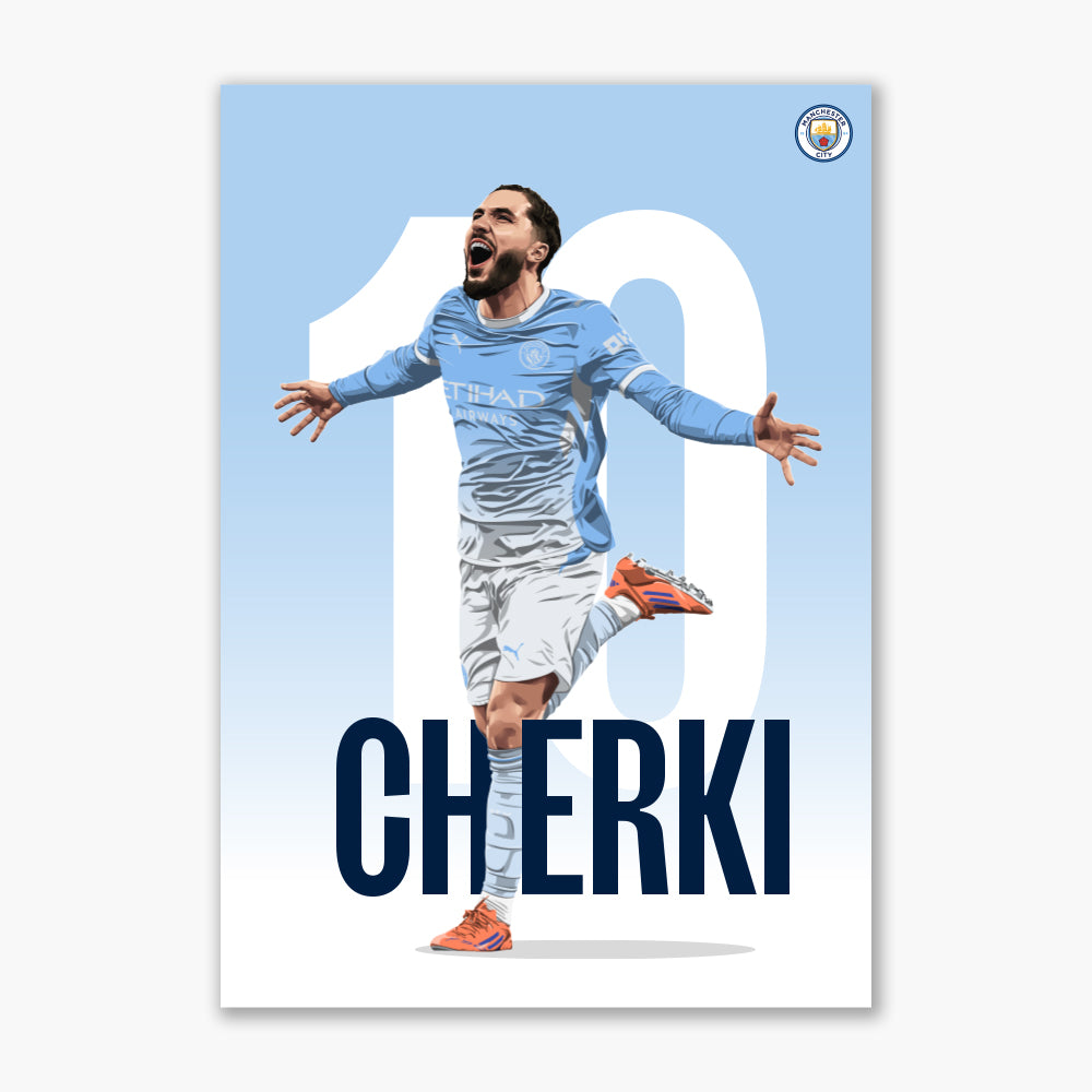 Manchester City Print - Cherki 26/27 Illustration Player Poster
