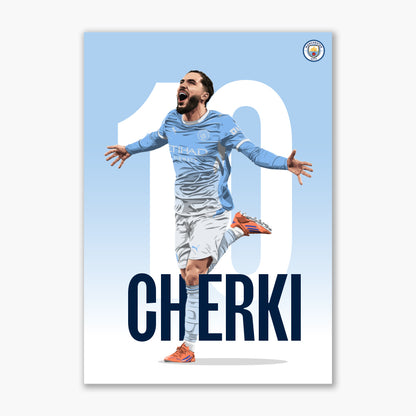 Manchester City Print - Cherki 26/27 Illustration Player Poster