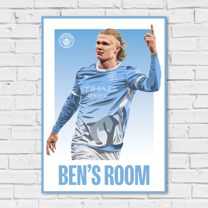 Manchester City Print - Haaland Personalised Illustration 26/27 Player Poster