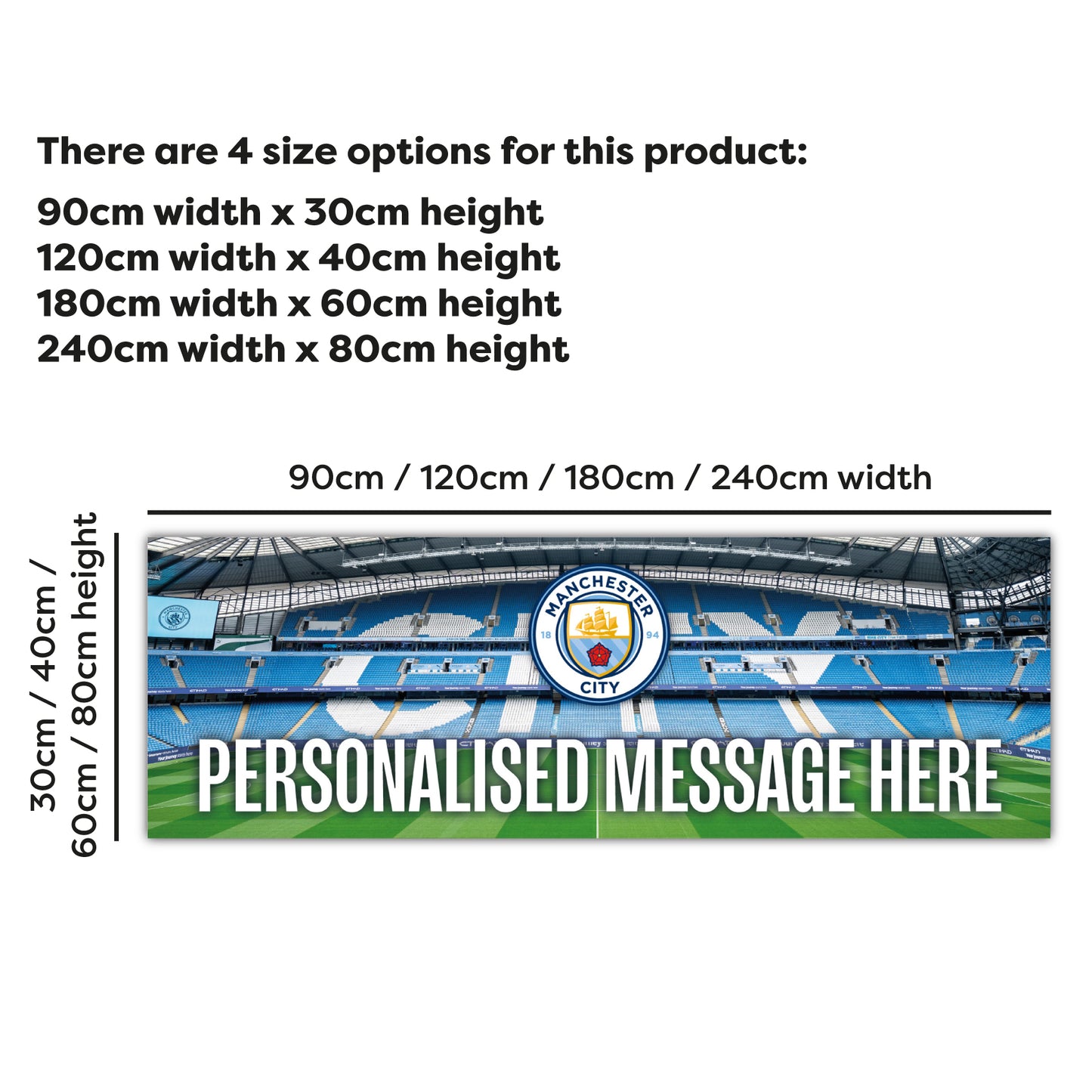 Manchester City Birthday - Personalised Football Banner Wall Sticker