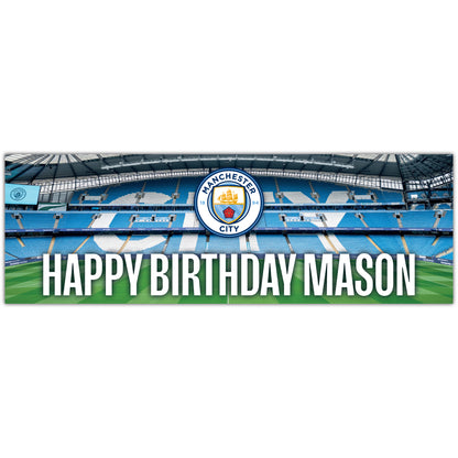 Manchester City Birthday - Personalised Football Banner Wall Sticker