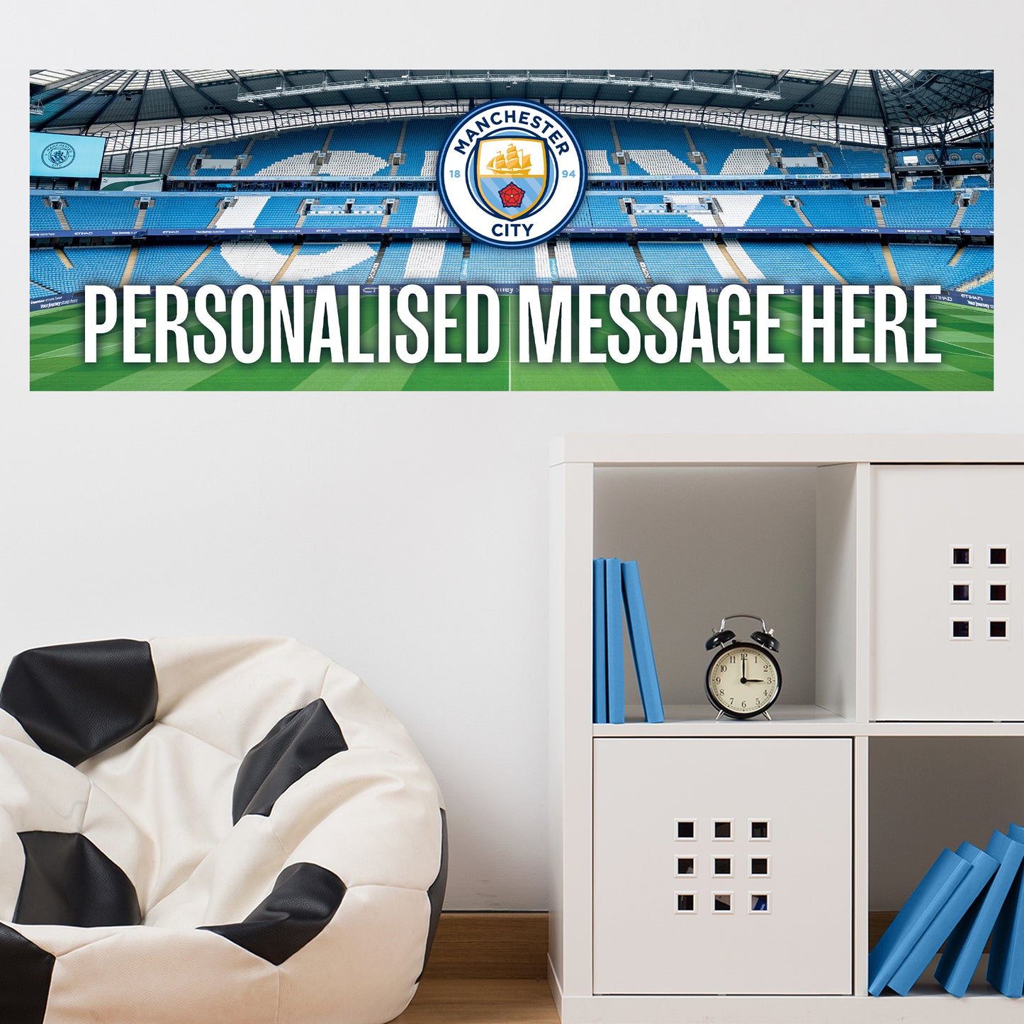Manchester City Birthday - Personalised Football Banner Wall Sticker