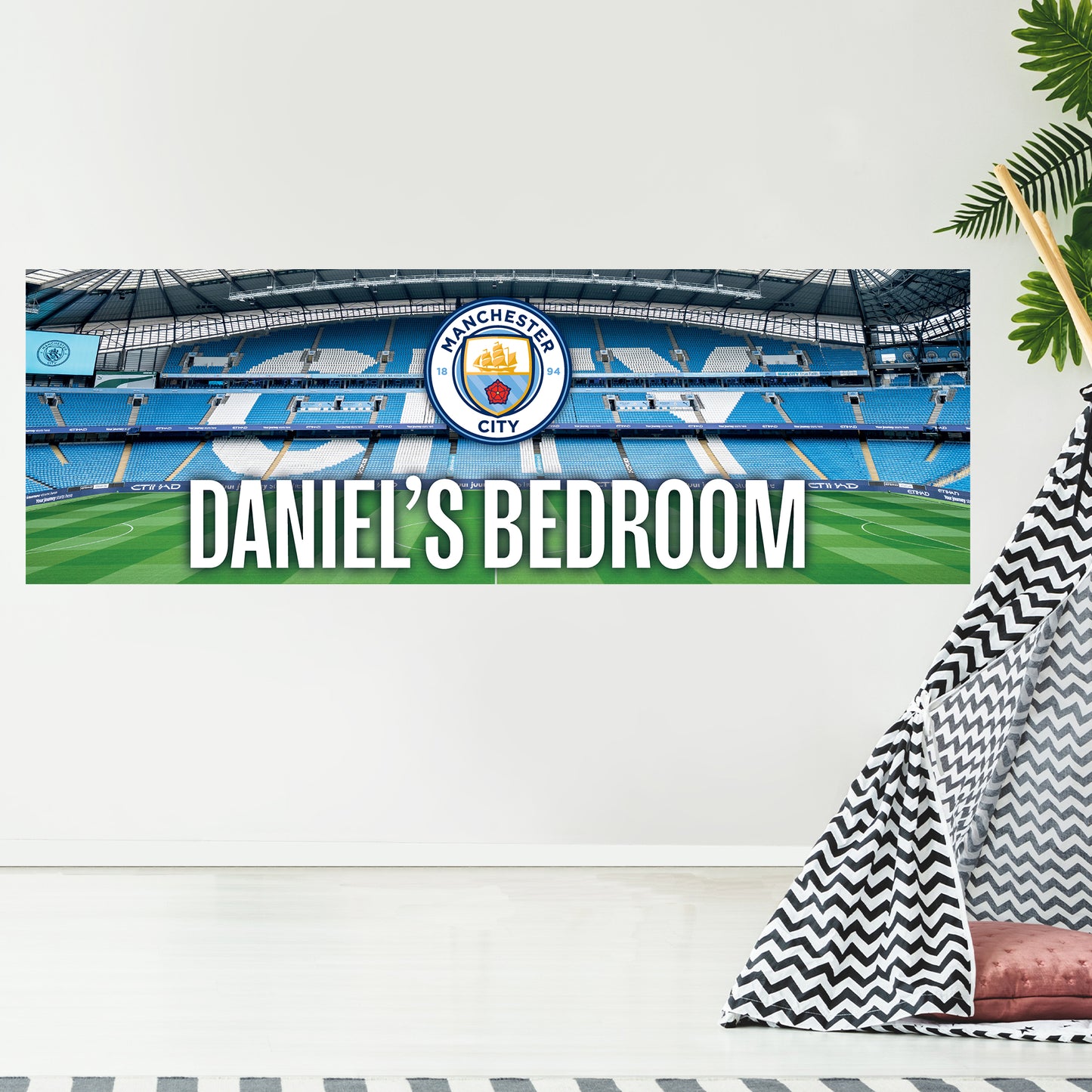 Manchester City Birthday - Personalised Football Banner Wall Sticker