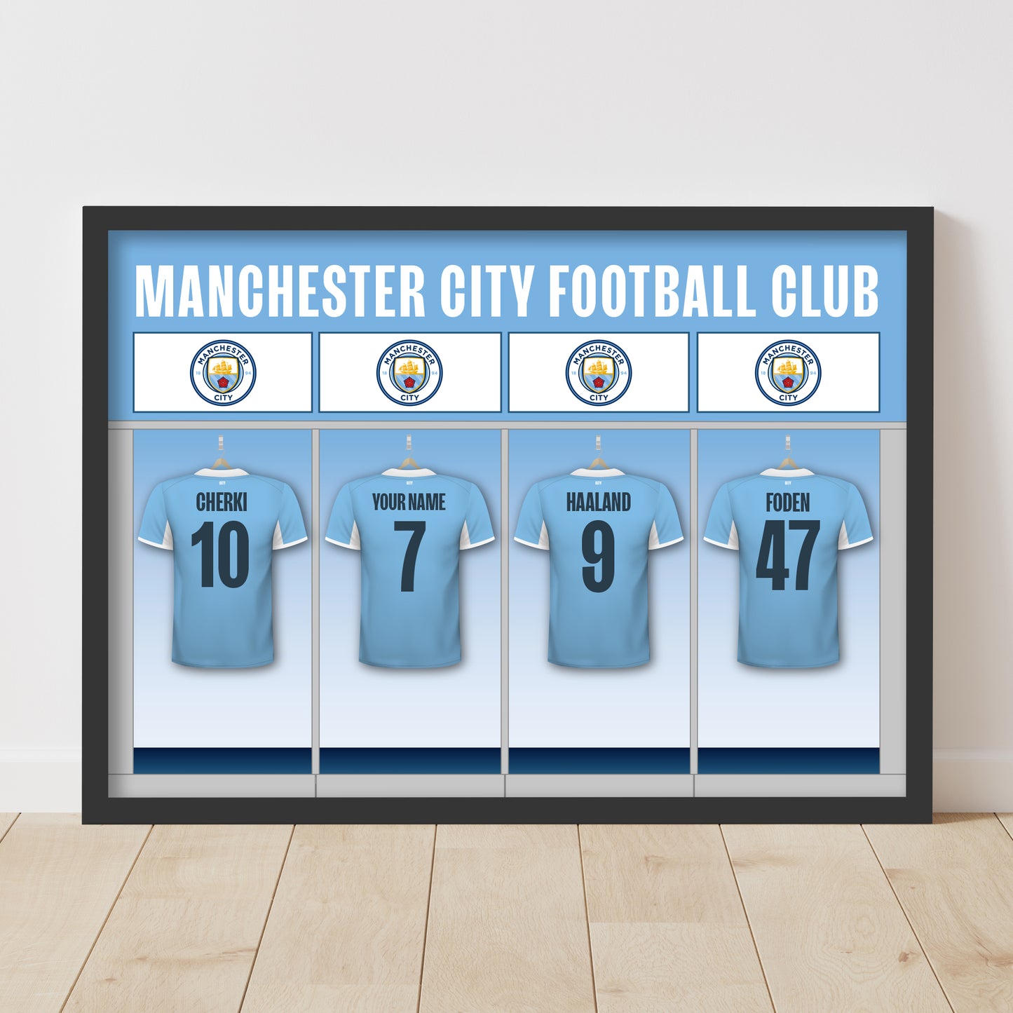 Manchester City Print - Personalised Shirts Dressing Room Poster
