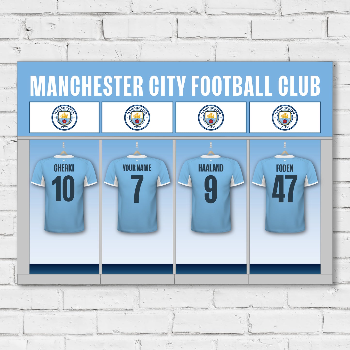 Manchester City Print - Personalised Shirts Dressing Room Poster