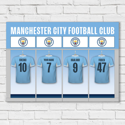 Manchester City Print - Personalised Shirts Dressing Room Poster
