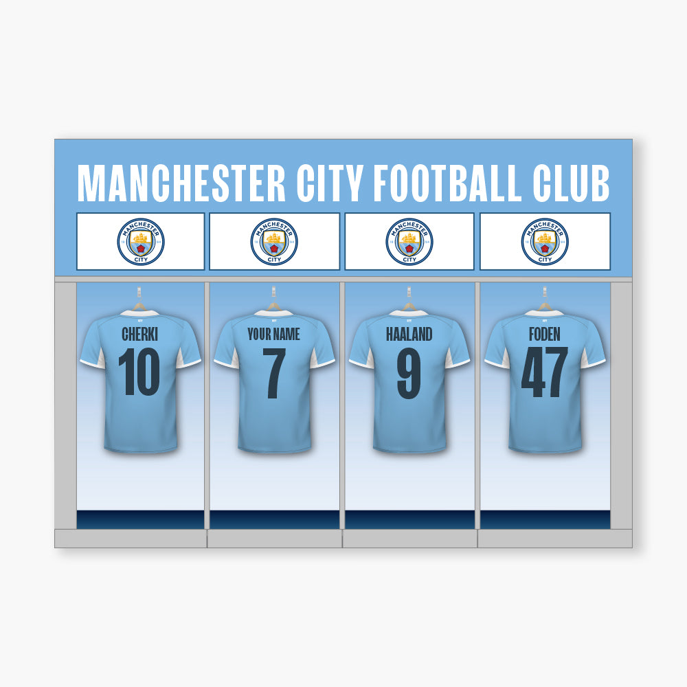 Manchester City Print - Personalised Shirts Dressing Room Poster