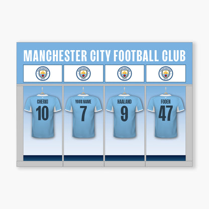 Manchester City Print - Personalised Shirts Dressing Room Poster