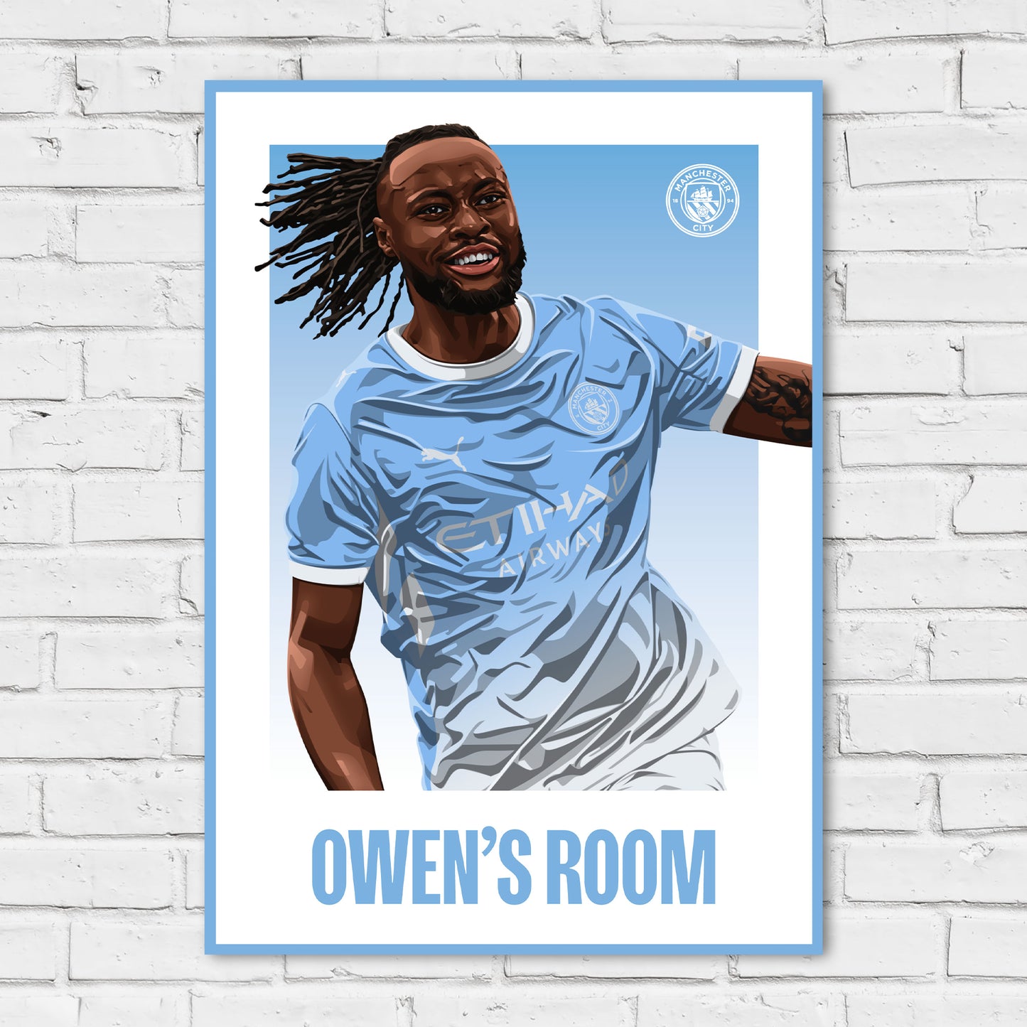 Manchester City Print - Semenyo Personalised Illustration 26/27 Player Poster