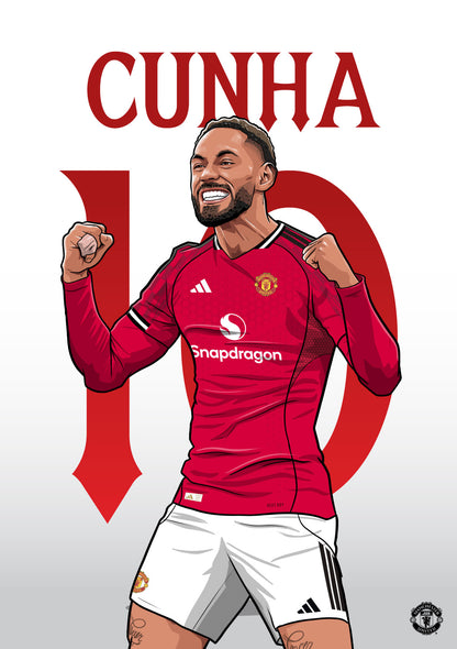 Manchester United FC Print - Cunha 25/26 Illustration Player Poster Football Wall Art