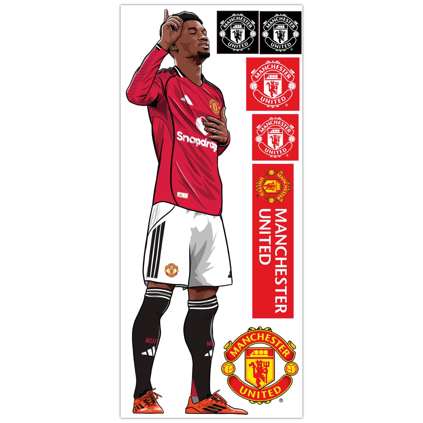 Manchester United FC Wall Sticker - Amad Diallo 25-26 Illustration Decal Art