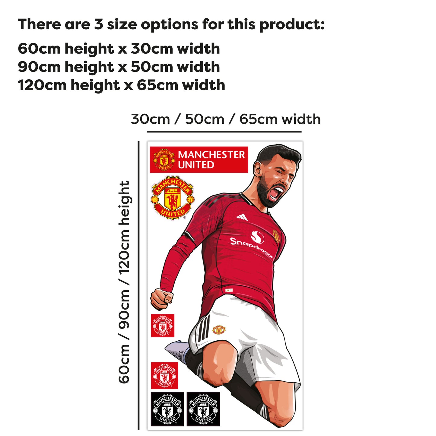 Manchester United FC Wall Sticker - Bruno Fernandes 25-26 Illustration Decal Art
