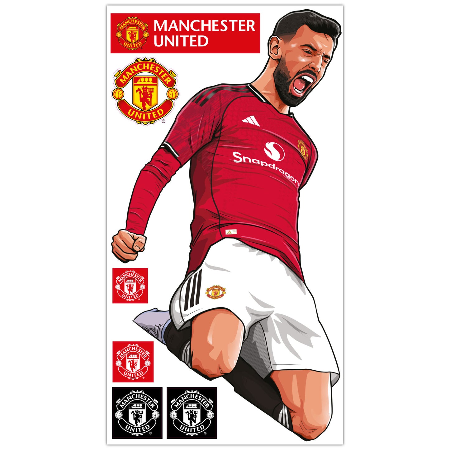 Manchester United FC Wall Sticker - Bruno Fernandes 25-26 Illustration Decal Art