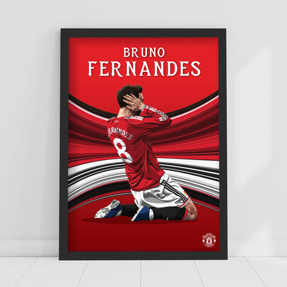 Manchester United FC Print - Bruno Fernandes 26/27 Player Illustration Poster