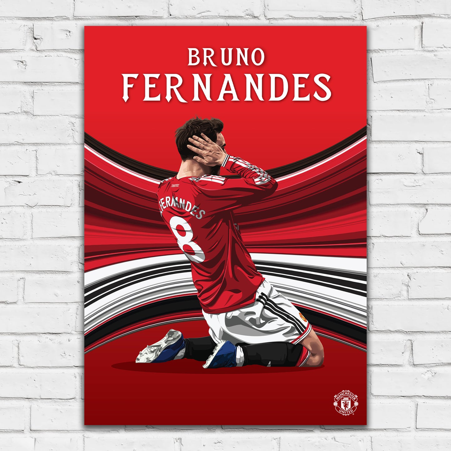 Manchester United FC Print - Bruno Fernandes 26/27 Player Illustration Poster