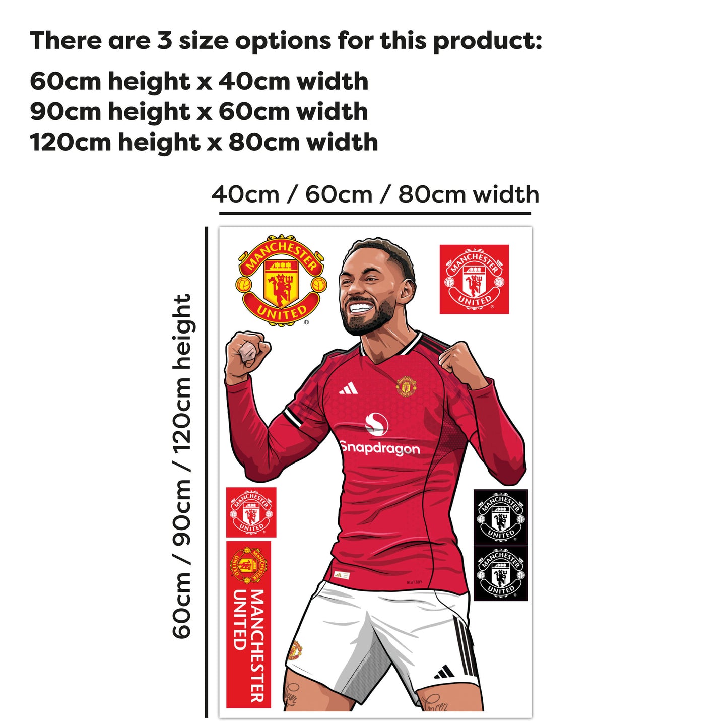 Manchester United FC Wall Sticker - Matheus Cunha 25-26 Illustration Decal Art