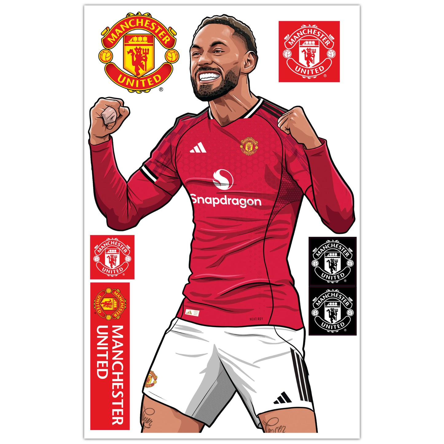Manchester United FC Wall Sticker - Matheus Cunha 25-26 Illustration Decal Art