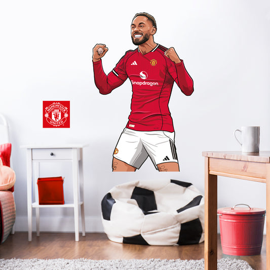 Manchester United FC Wall Sticker - Matheus Cunha 25-26 Illustration Decal Art