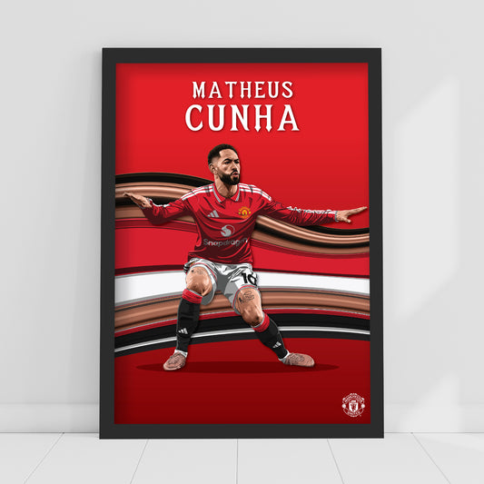 Manchester United FC Print - Cunha 26/27 Illustration Player Poster Football Wall Art
