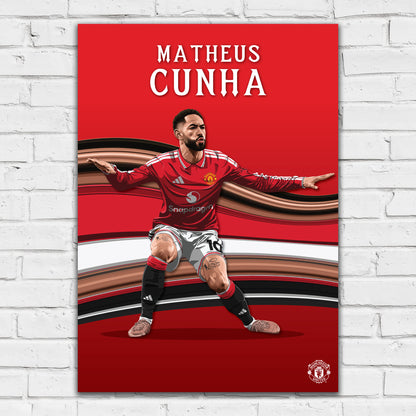 Manchester United FC Print - Cunha 26/27 Illustration Player Poster Football Wall Art