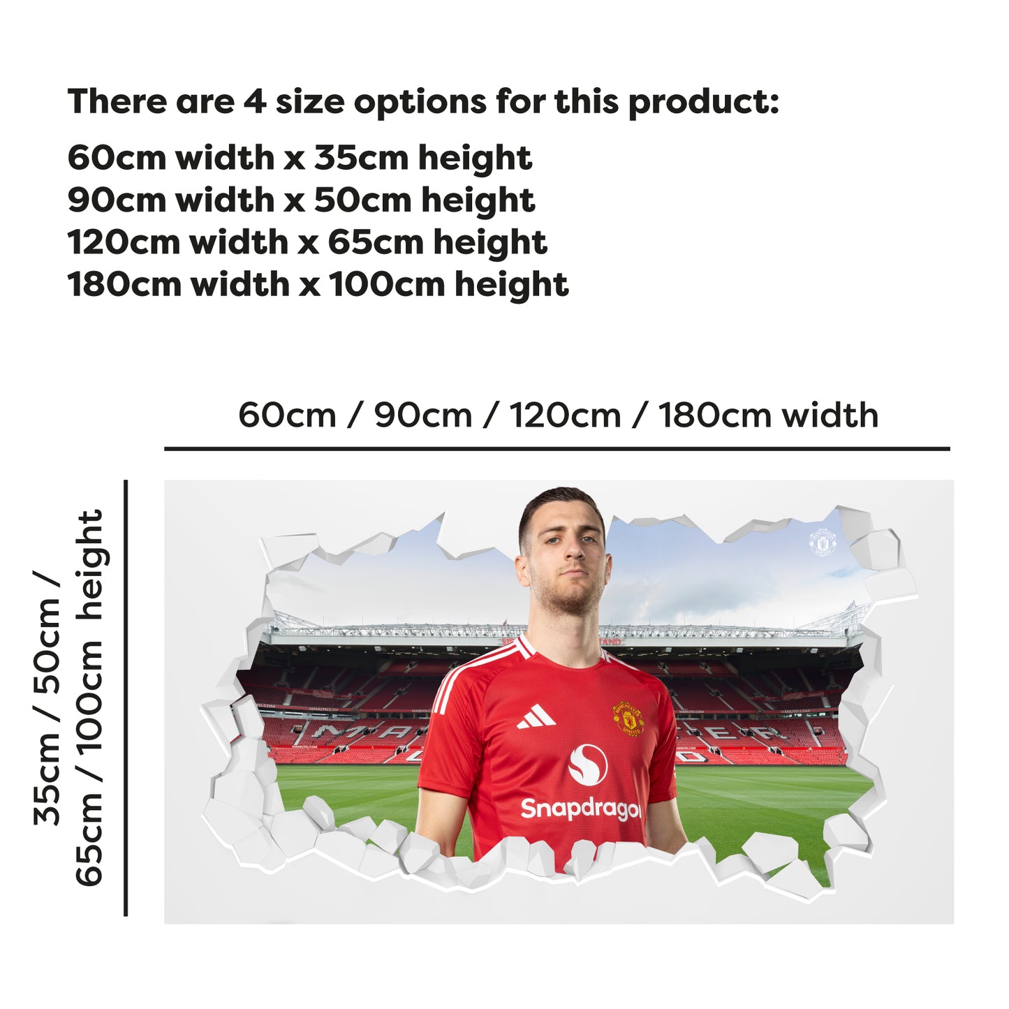 Manchester United FC Wall Sticker - Dalot 24/25 Broken Wall Decal