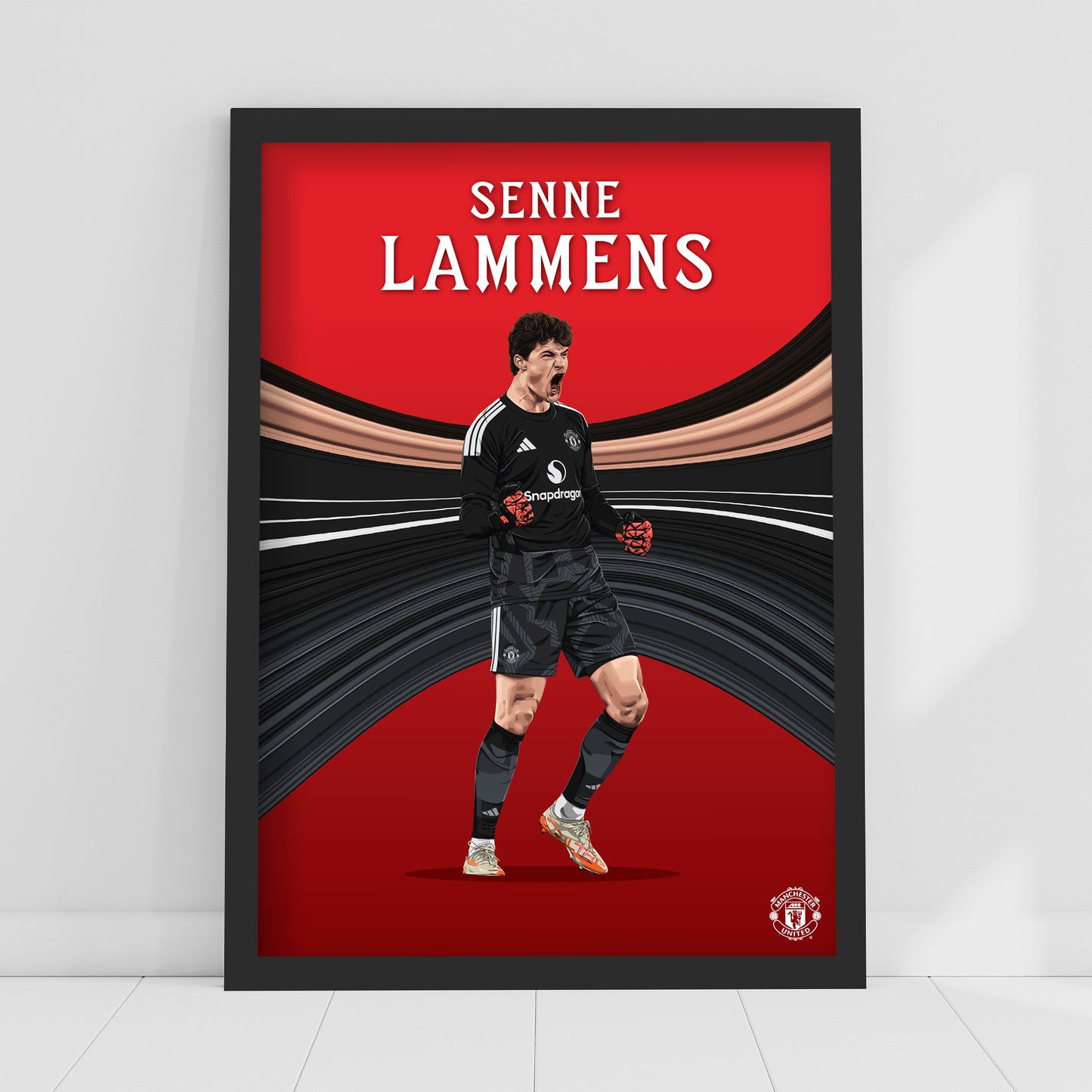 Manchester United FC Print - Senne Lammens 26/27 Illustration Poster Football Wall Art