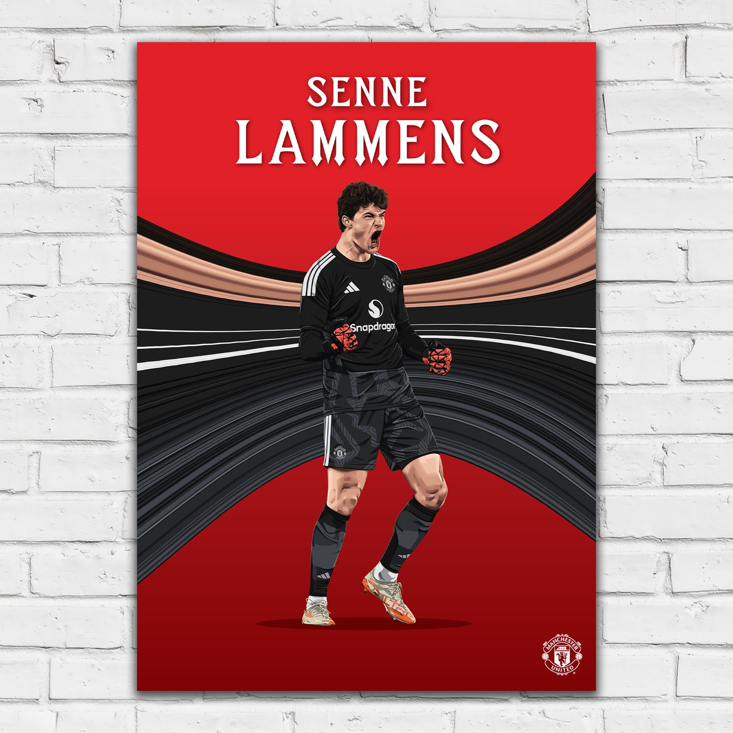 Manchester United FC Print - Senne Lammens 26/27 Illustration Poster Football Wall Art