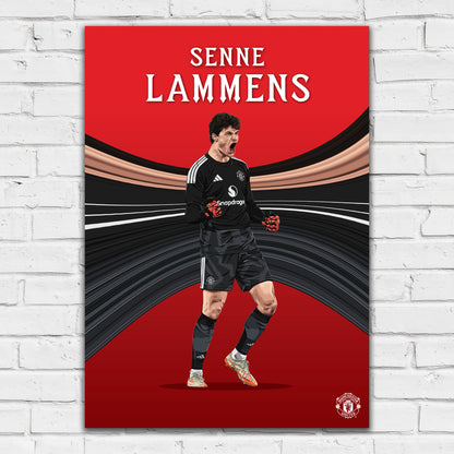 Manchester United FC Print - Senne Lammens 26/27 Illustration Poster Football Wall Art